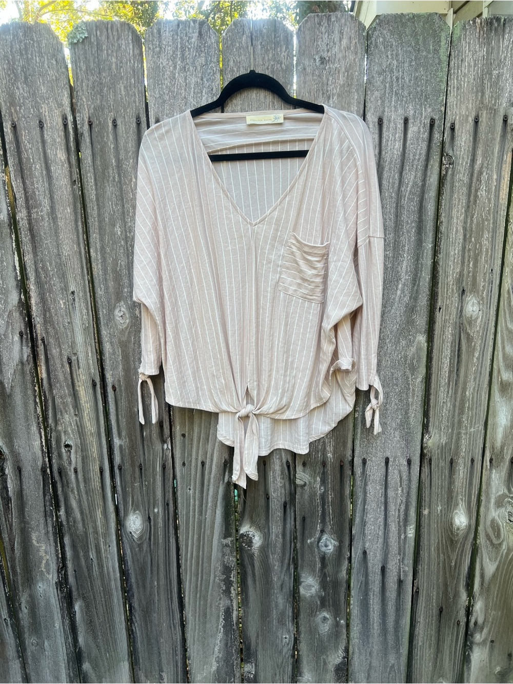 Striped V-Neck Tie-Front Tunic